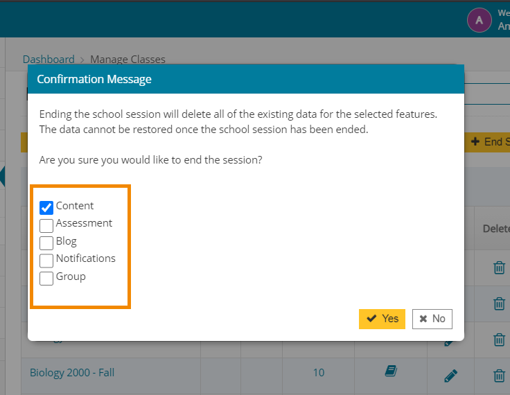 A popup will appear. Uncheck everything except for "Content". Click "Yes".