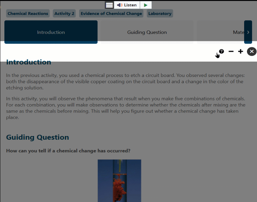 A gif showing a dimmed textbook page with the white Page Mask focus bar activated. User is slowly moving the focus bar down the textbook page to highlight new lines of text as they are read. 